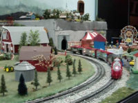 mini village and model train display